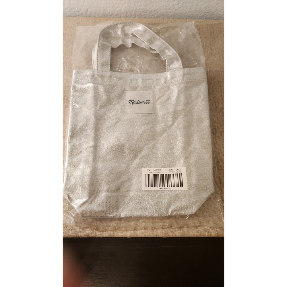 NWT NIP MADEWELL Mini Tote Bag Silver GWP‎ 10"x9.5"